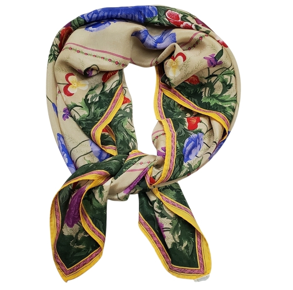 Vntg Liz Claiborne Floral Silk Scarf